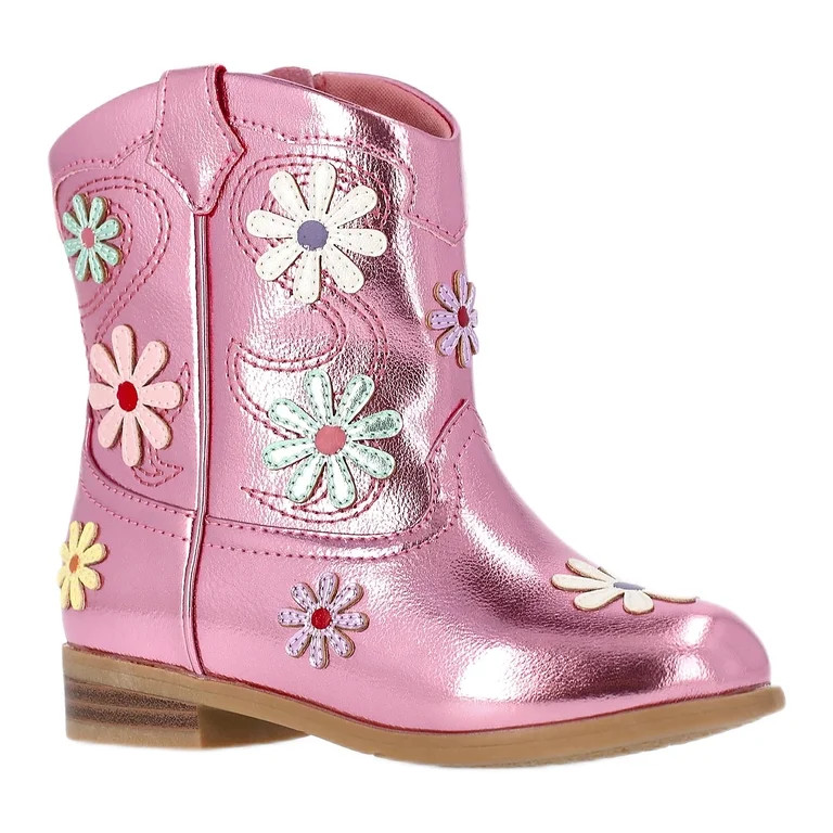 Wonder Nation Girls and Toddler Western Daisy Boots | Walmart (US)