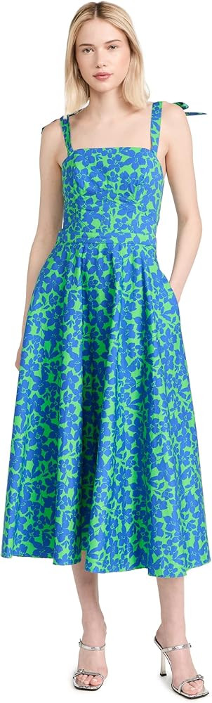 Shoshanna Women's Majorelle Printed Cotton Sleeveless Midi Dress, Bright Blue/Green, 2 at Amazon ... | Amazon (US)