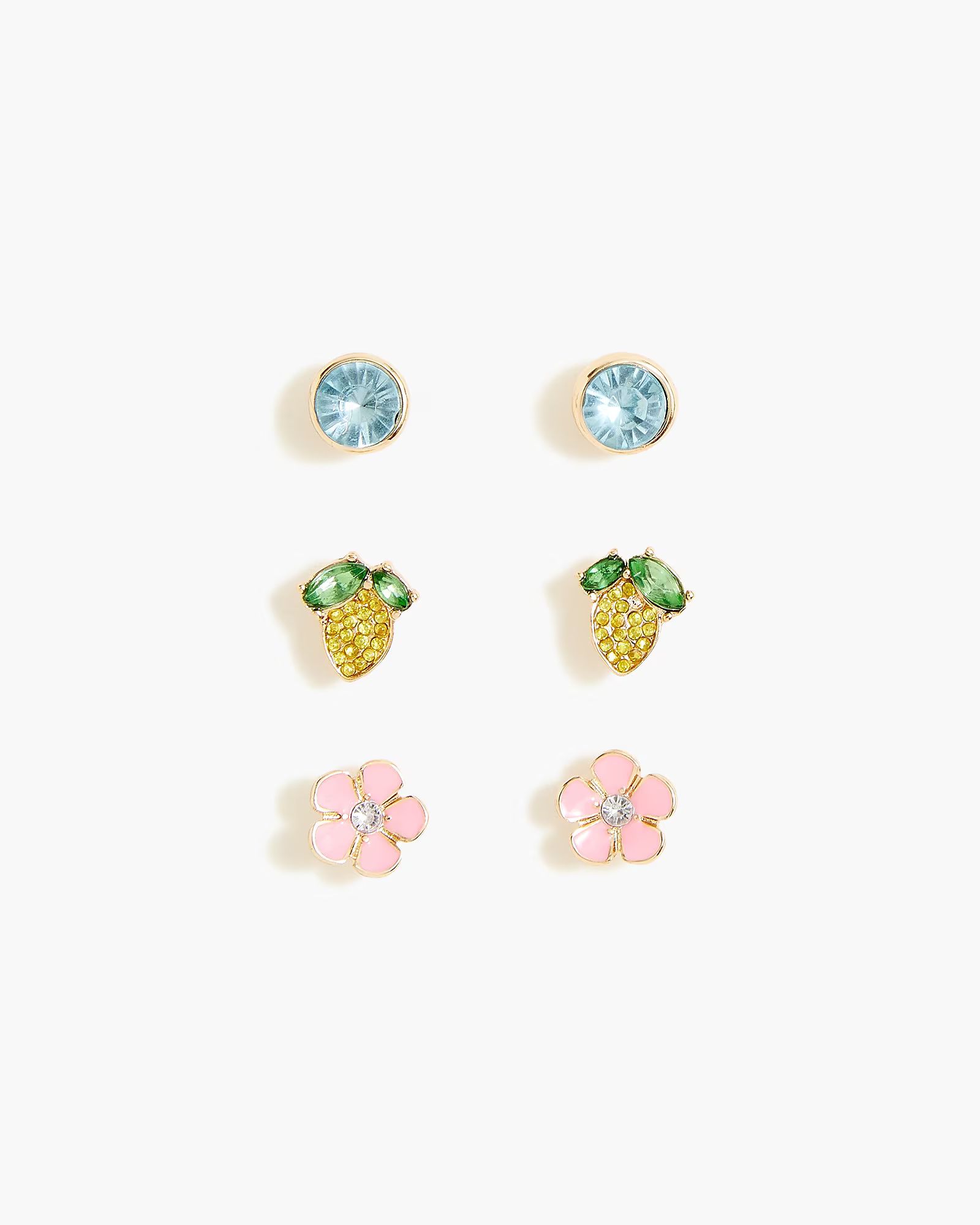 Girls' lemon earrings set-of-three | J.Crew Factory