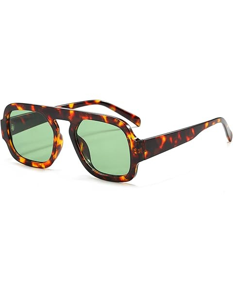 Retro 70s Square Aviator Sunglasses for Women Men Trendy Style Flat Frame Vintage Square Shades | Amazon (US)