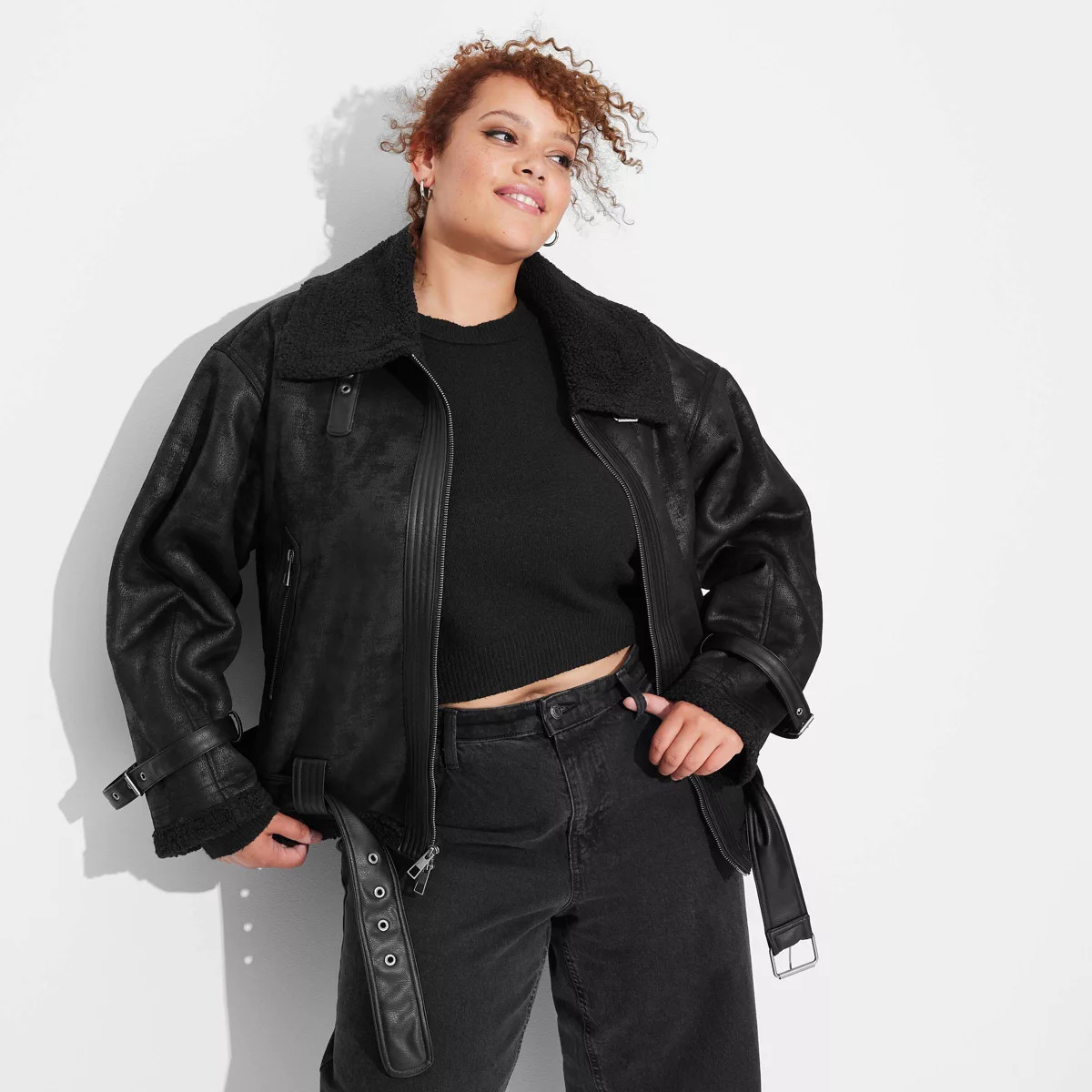Women's Faux Shearling Aviator Jacket - Wild Fable™ | Target