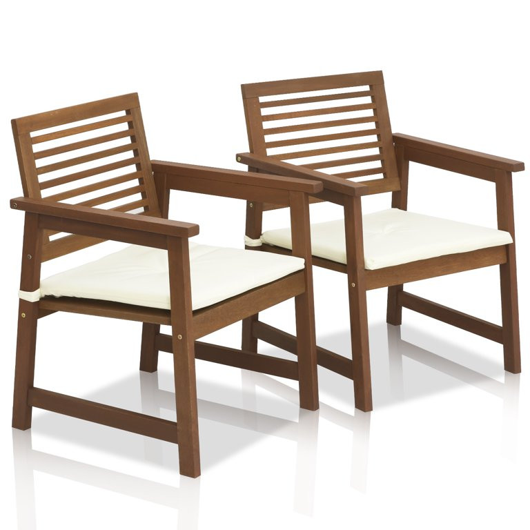 Furinno Tioman Teak Hardwood Outdoor Armchair with Cushion, Set of 2 | Walmart (US)