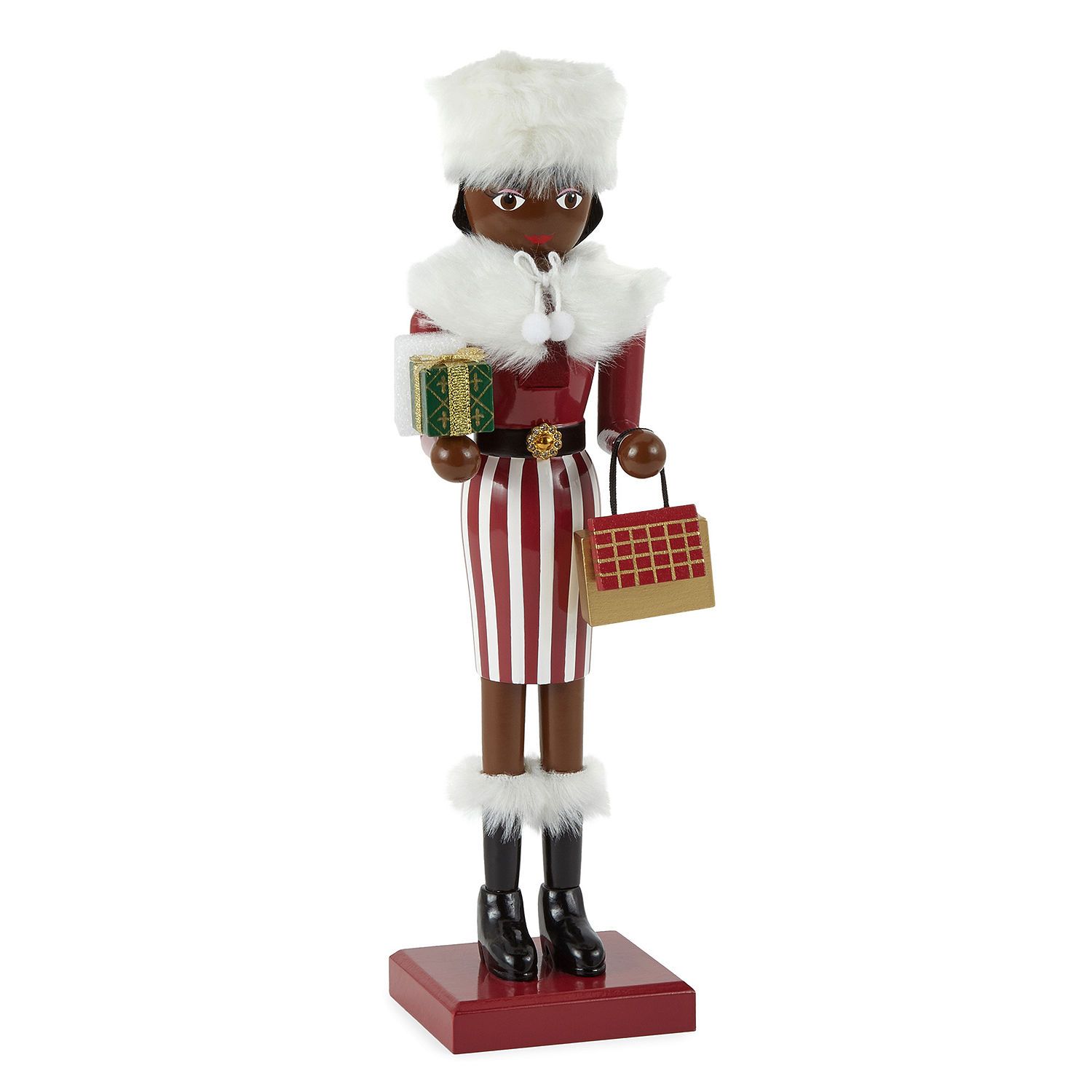 North Pole Trading Co. 14" Shopper Girl African American Wood Nutcracker | JCPenney