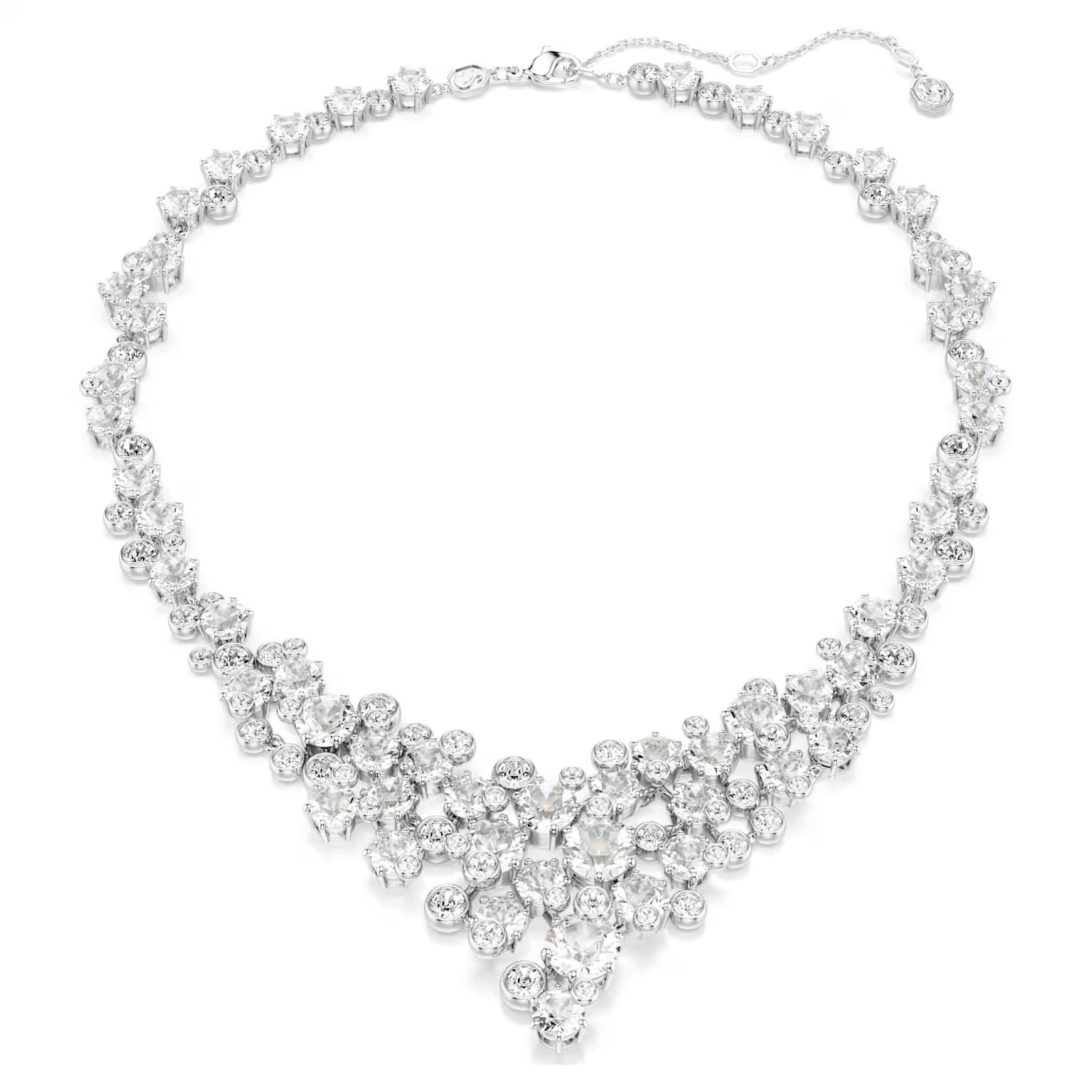 Constella necklace, Mixed cuts, Clasp, White, Rhodium plated by SWAROVSKI | SWAROVSKI