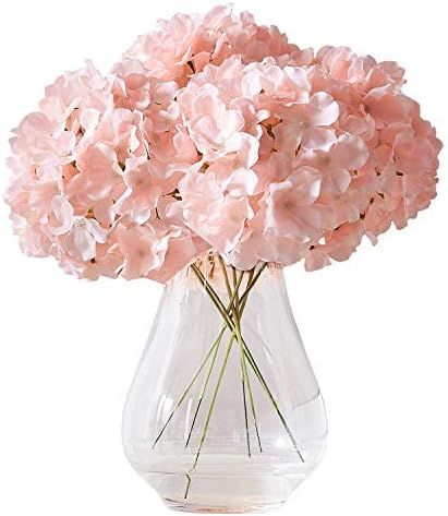 Kislohum Artificial Hydrangea Flowers Blush Heads 10 Fake Hydrangea Silk Flowers for Wedding Cent... | Amazon (US)