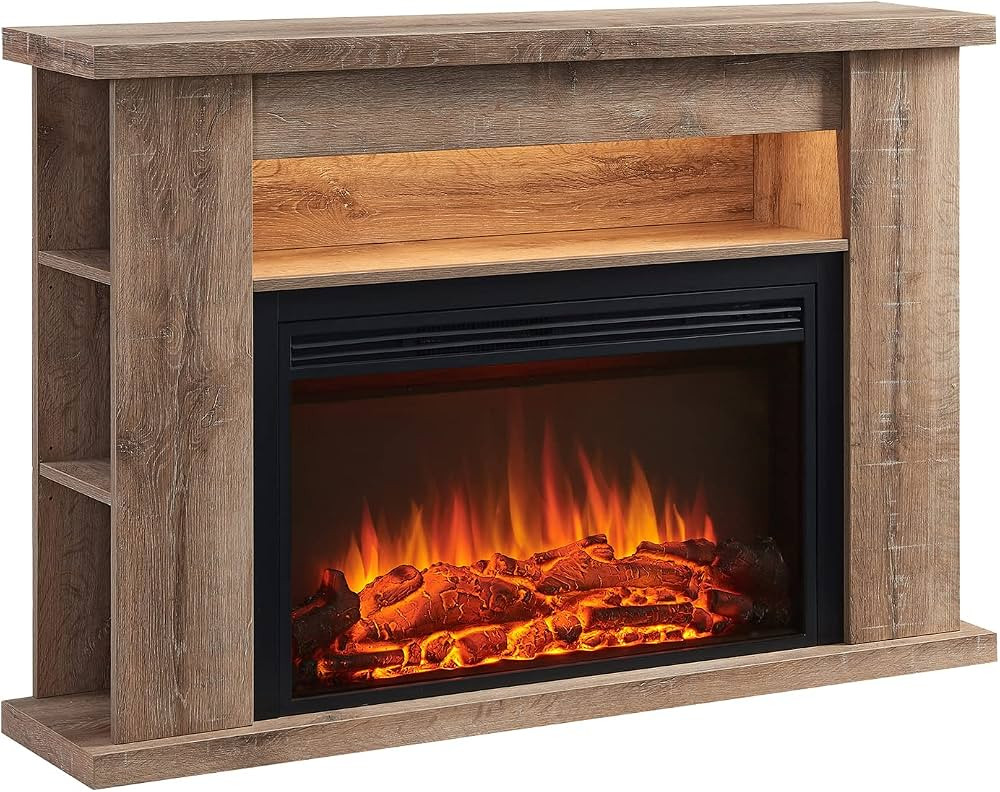 LegendFlame® Barron Electric Fireplace with 51" Storage Shelf Mantel Surround and Jaden 31" Inse... | Amazon (US)