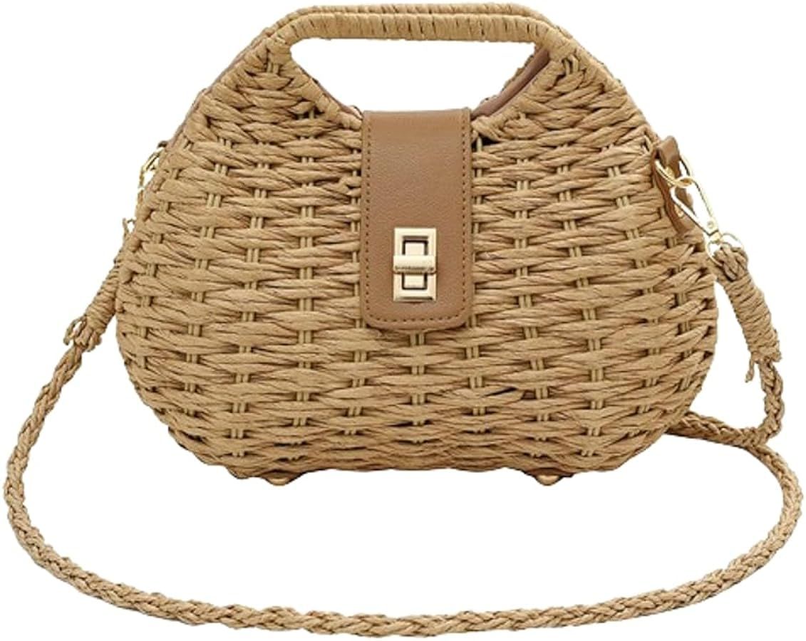 Straw Tote Bag for Women Handmade Woven Hobo Bag Purse Summer Beach Bags Woven Shoulder Dumpling ... | Amazon (US)