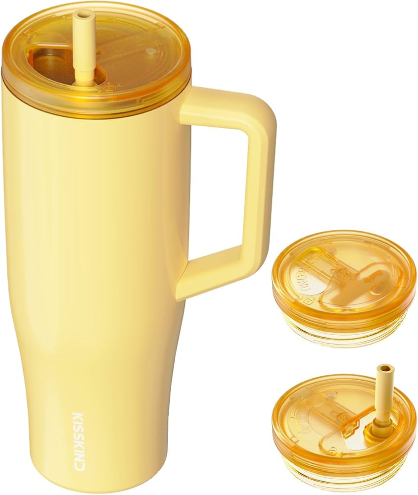 KISSKIND 40 oz Lumispin Tumbler with Handle and Hidden Straw, 100% Leak Proof Water Cup with Hand... | Amazon (US)