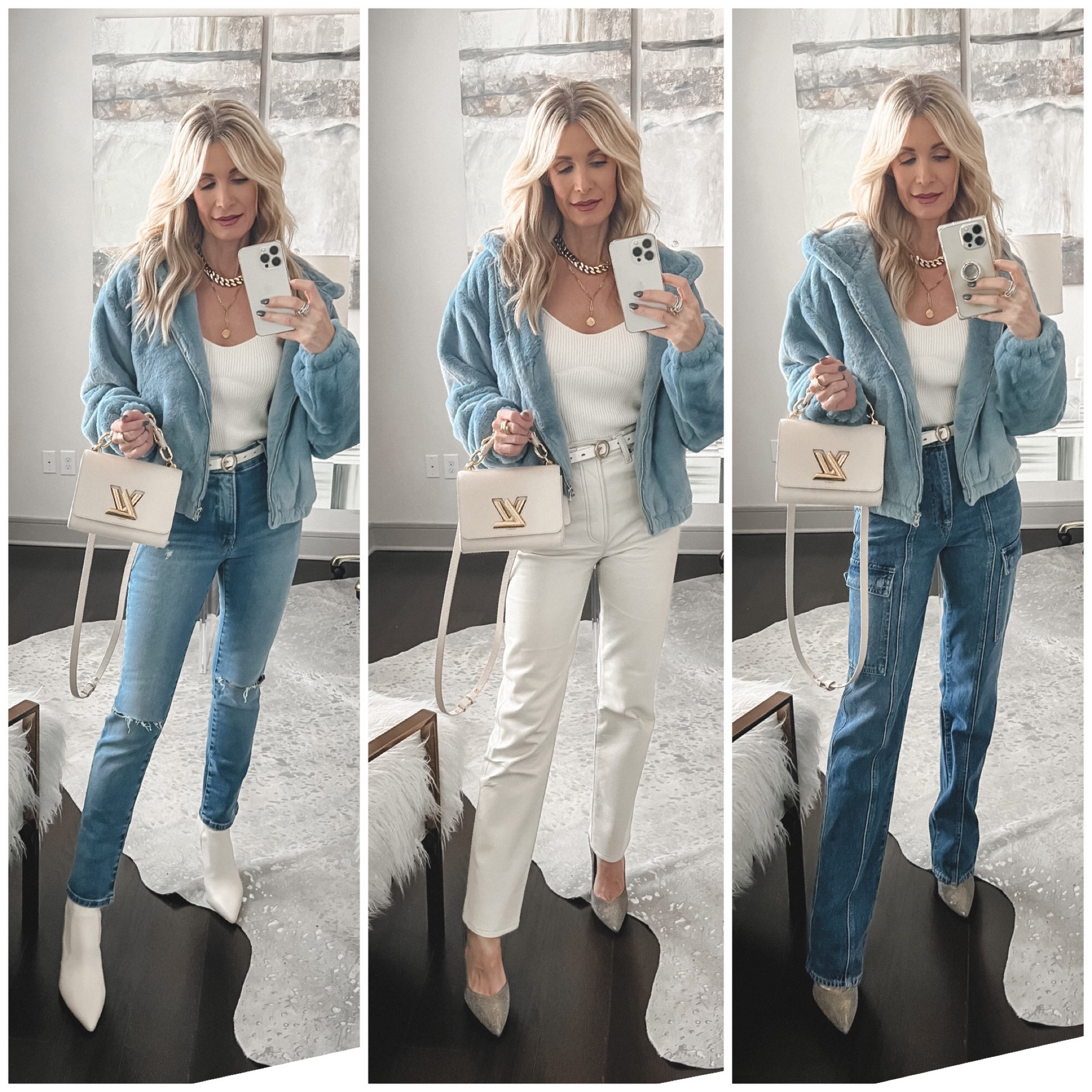 Obsessed with this baby blue hooded faux fur jacket! It’s under $70 and comes in several colors. It runs tts, I’m wearing a size small. 

#LTKSeasonal #LTKunder100 #LTKstyletip