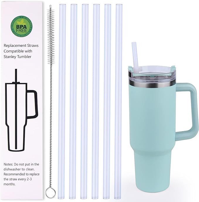 AIERSA 6 Pack Silicone Replacement Straws for Stanley 20 30 40oz Cup,Reusable Straws Compatible 4... | Amazon (US)
