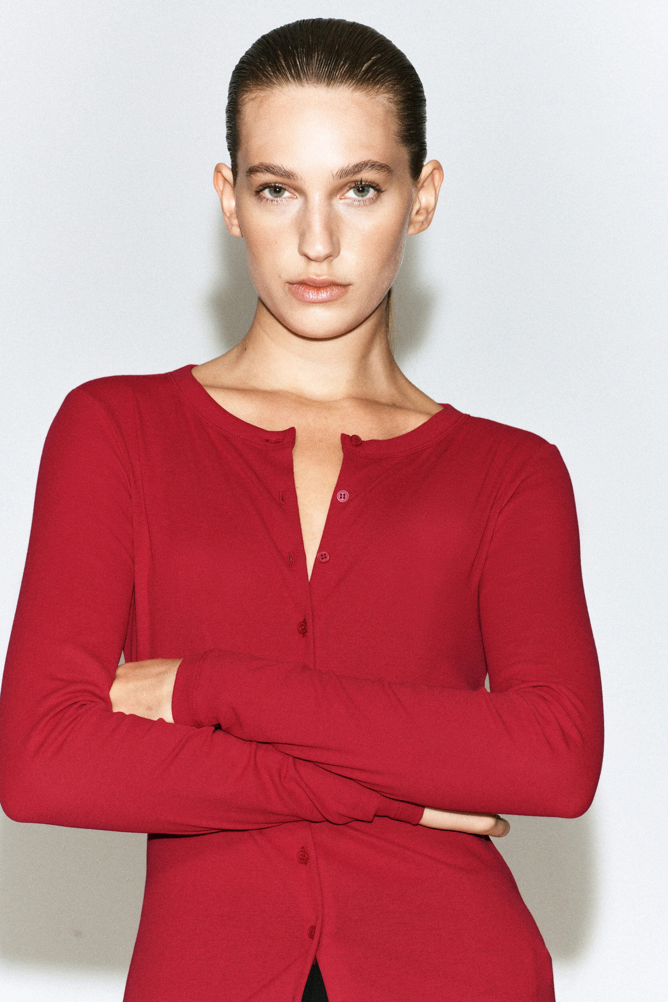 JERSEY CARDIGAN TOP - RED | COS US | COS (US)