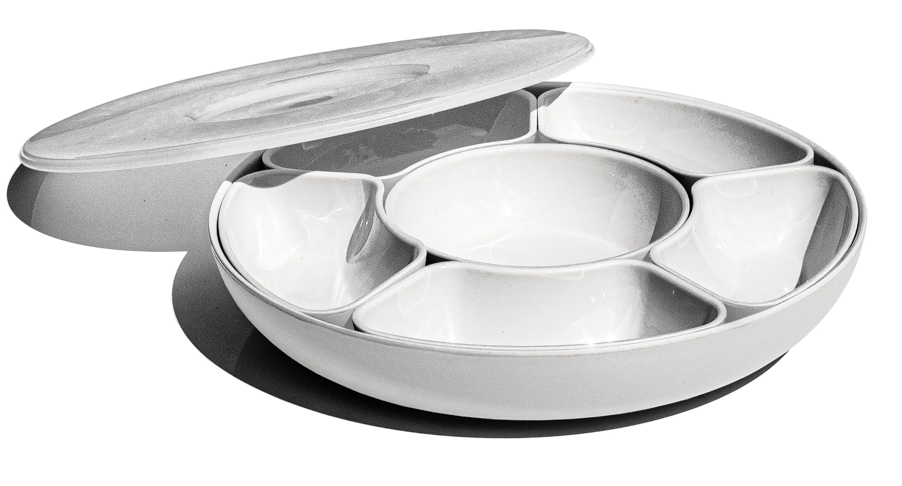 Kishor Divided Lazy Susan Serving Set - 8-Piece - White | Wayfair North America