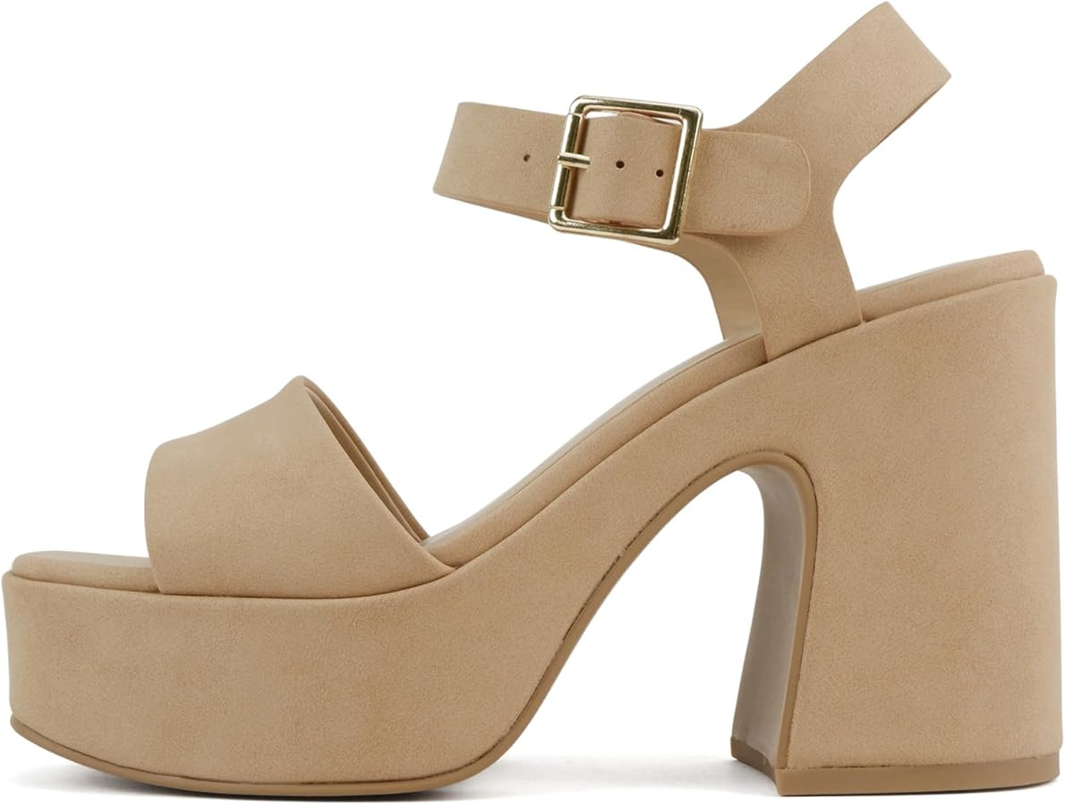 Soda Launch ~ Women Open Toe Ankle Strap Platform Chunky High Heeled Sandal | Amazon (US)