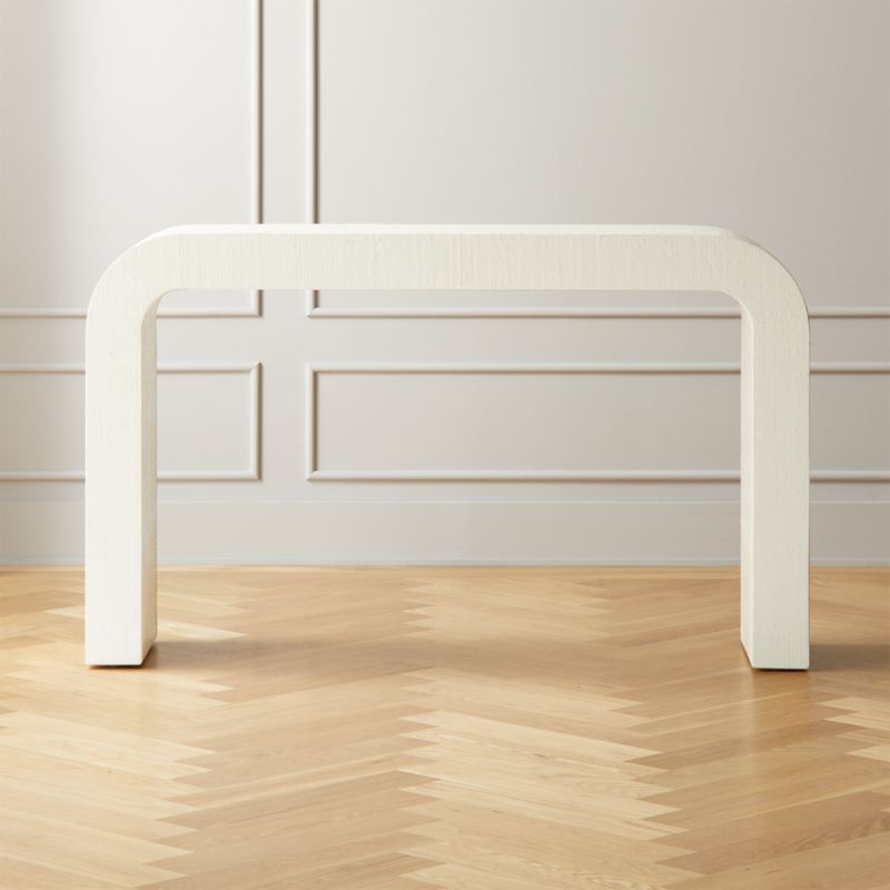 Horseshoe Ivory Lacquered Linen 52" Console TableCB2 Exclusive  | In stock and ready for delivery... | CB2