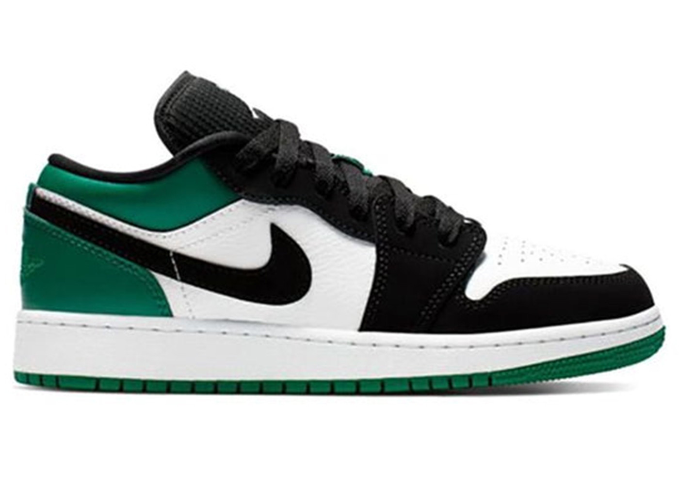 Jordan 1 Low Sneakers in White/Black/Mystic Green | StockX