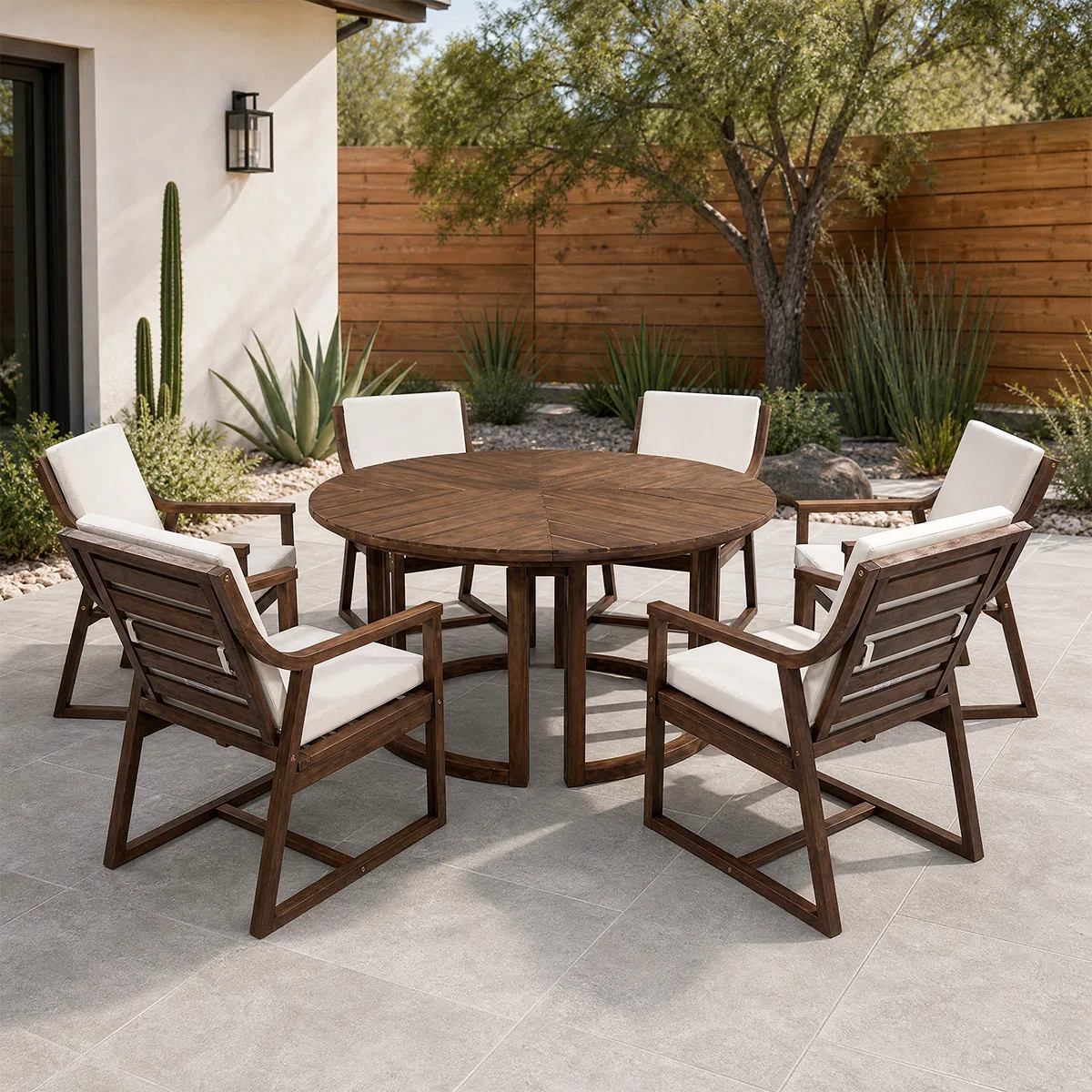 Durable Outdoor Patio Set For 6 - Spacious Round Table With Padded Chairs&Umbrella Hole For Outdo... | Wayfair North America