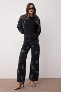 Jeans | High-Waist Stone-Detail Wide-Leg Jeans | WOVCOR | Debenhams UK