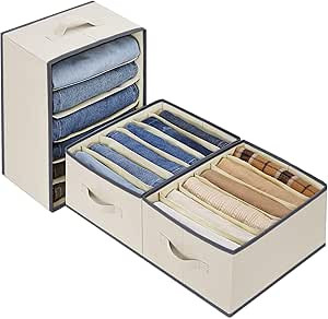 3 Pcs Large Size Wardrobe Clothes Organizers 6 Grids for Pants, Jeans, Sweater, T-shirt, Thin Coa... | Amazon (US)