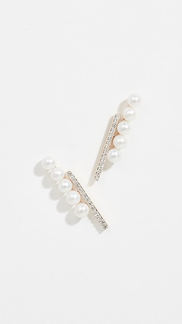 14k Diamond and Pearl Bypass Earrings | Shopbop