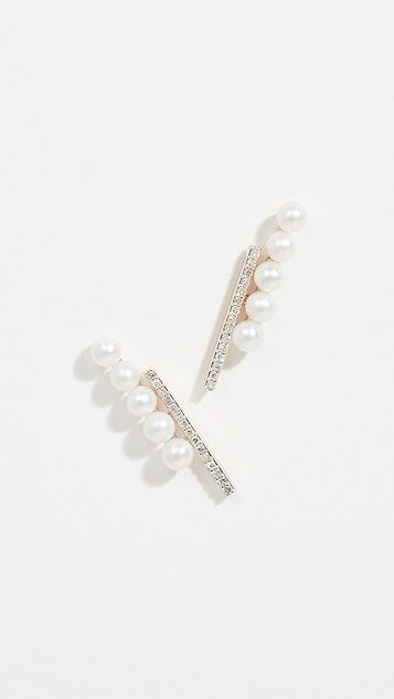 14k Diamond and Pearl Bypass Earrings | Shopbop