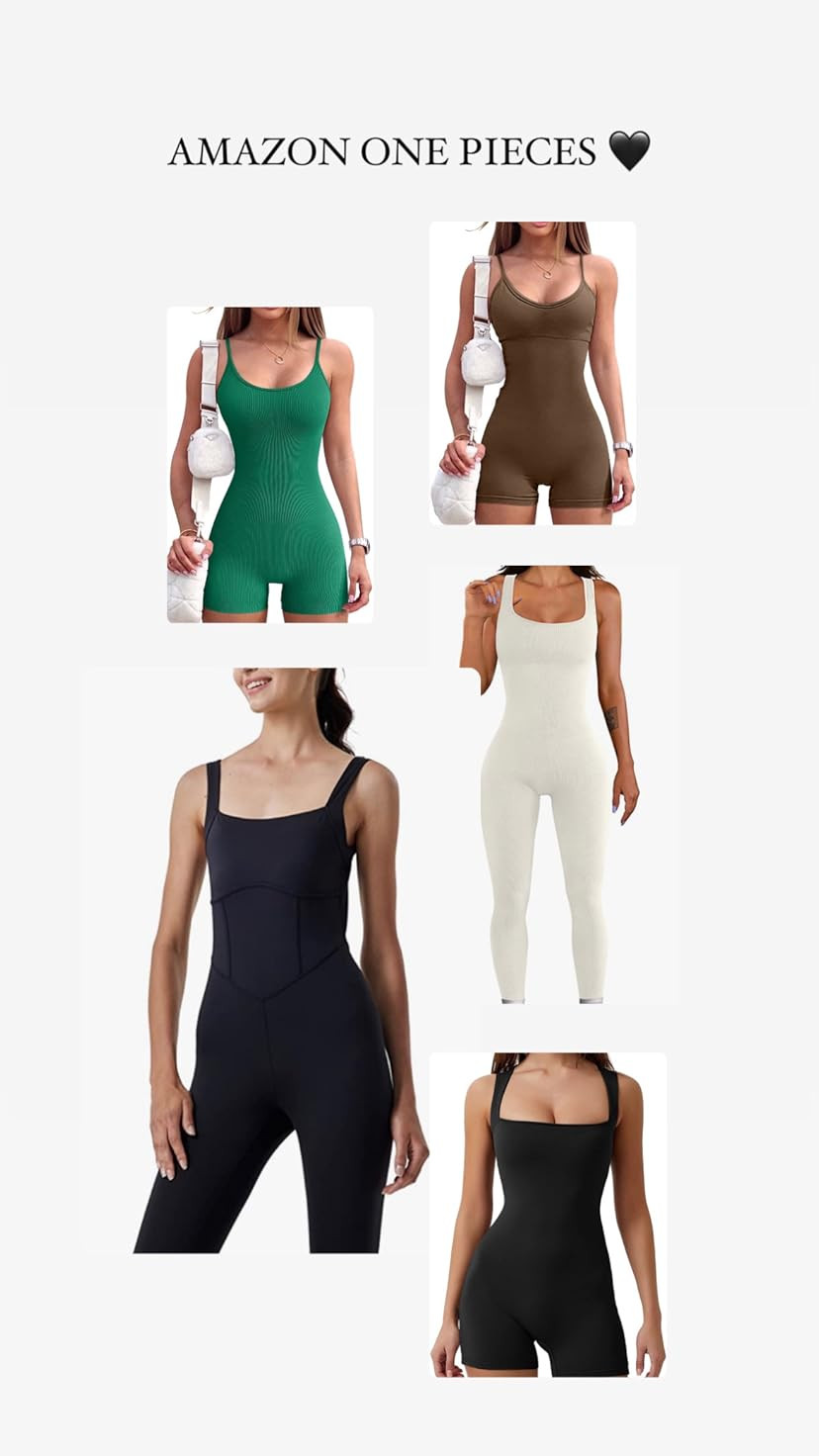 AUTOMET Women's Unitard Bodysuit Workout Rompers | Amazon (US)