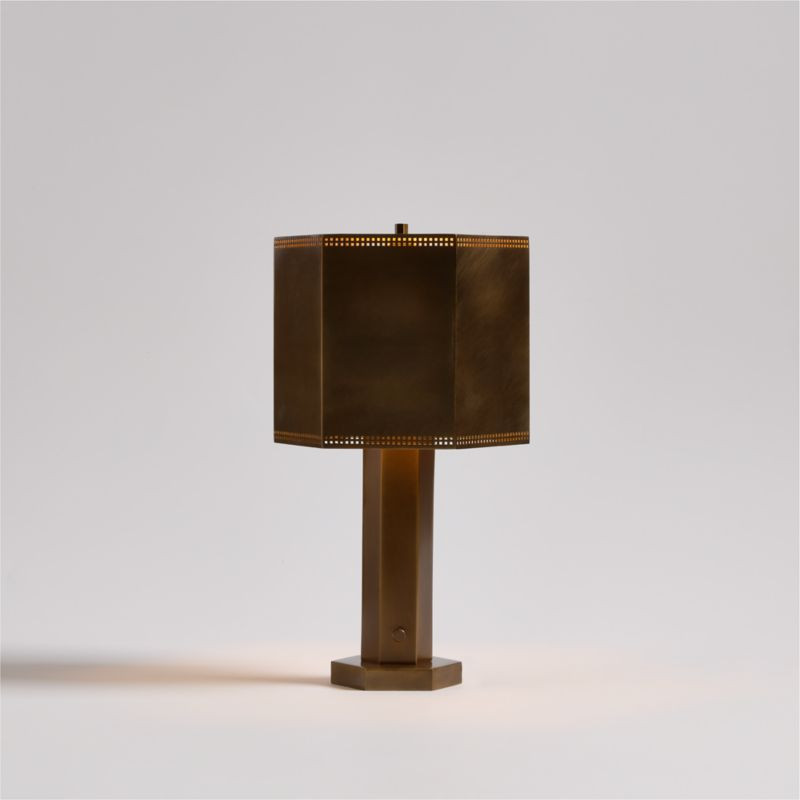 Trousdale Brass Perforated Metal Mini Table Lamp 15" + Reviews | Crate & Barrel | Crate & Barrel