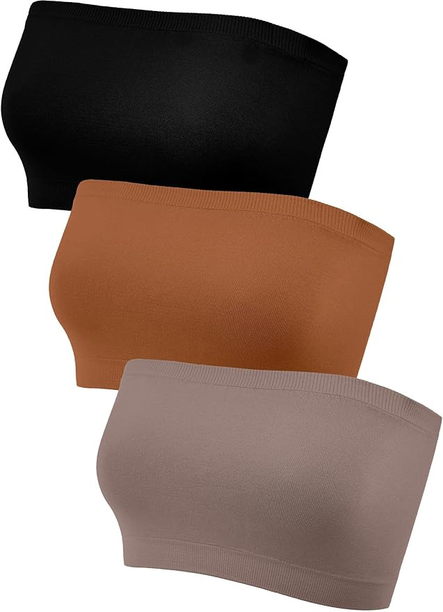 Women's Strapless Bralette Seamless Bandeau Soft Stretchy Non-Padded Bandeau Tube Top Bra in Colo... | Amazon (US)