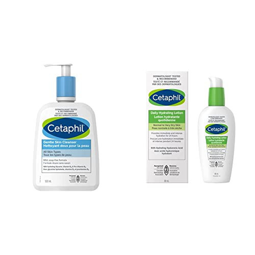Cetaphil Gentle Skin Cleanser (500ml) + Cetaphil Daily Hydrating Lotion with Hyaluronic Acid (88ml) | Amazon (CA)