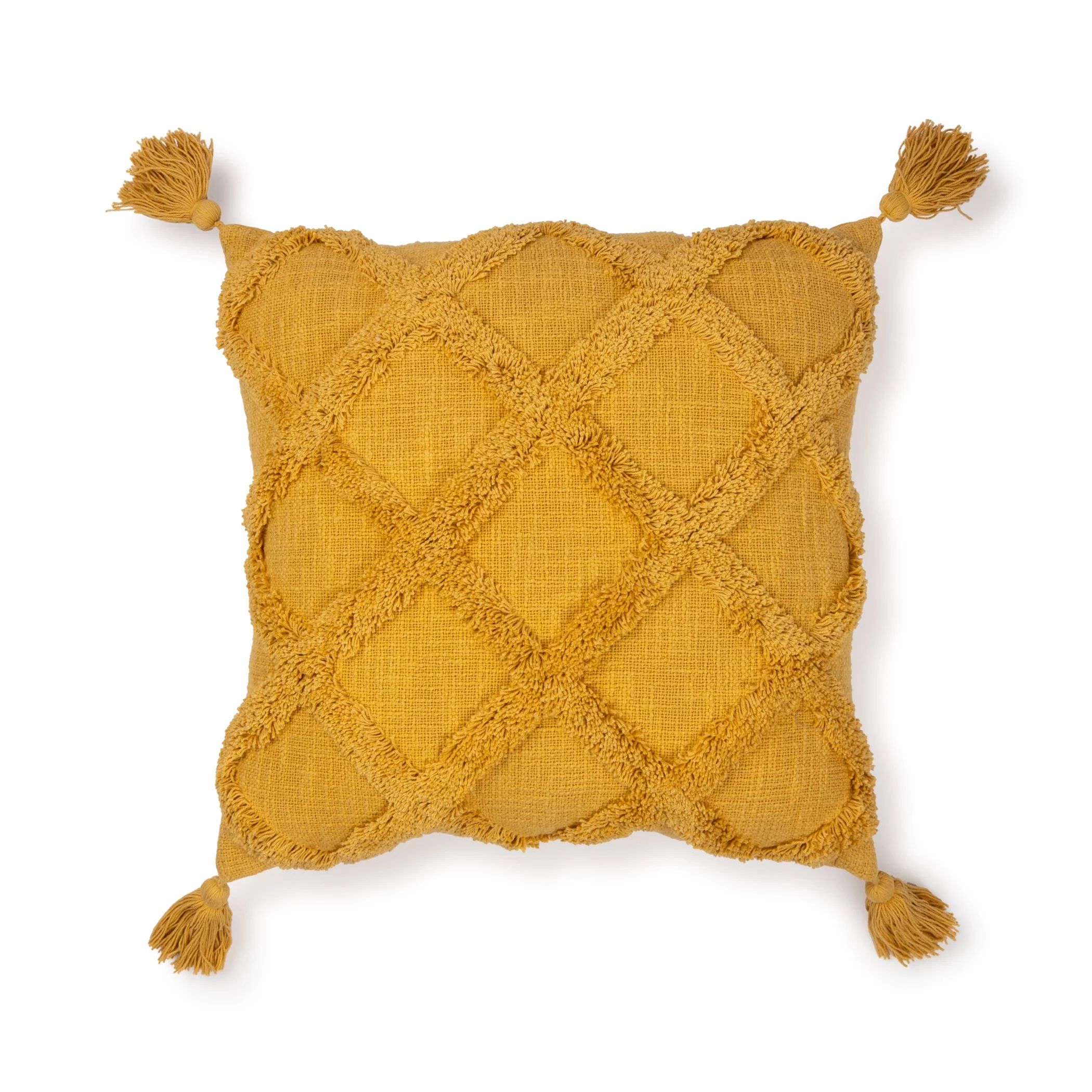 Better Homes & Gardens Tufted Trellis Decorative Square Pillow, 20" x 20", Grey, Single pillow | Walmart (US)