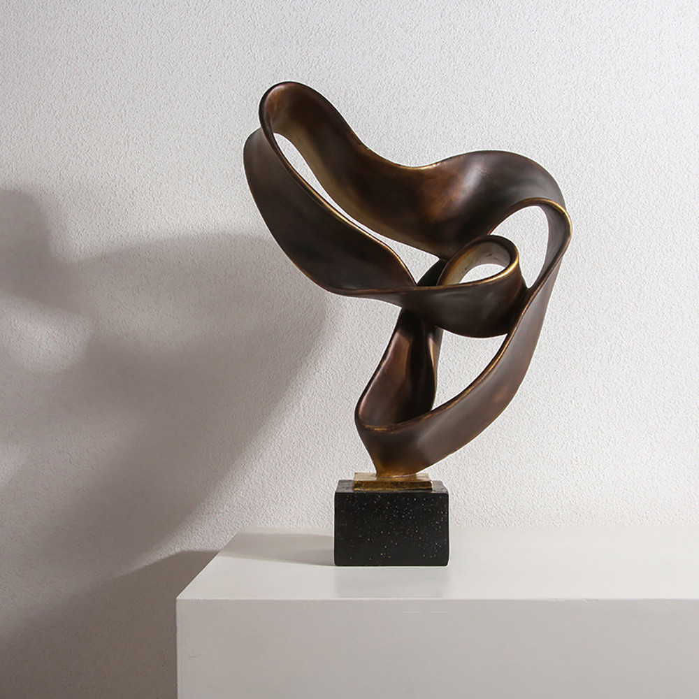Industrial Resin Abstract Sculpture Home Decorative Figurine Desk Art Decor in Bronze | Homary