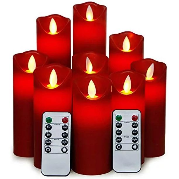 Kitch Aroma Red flameless Candles, Red Candles Battery Operated LED Pillar Candles with Moving Fl... | Walmart (US)