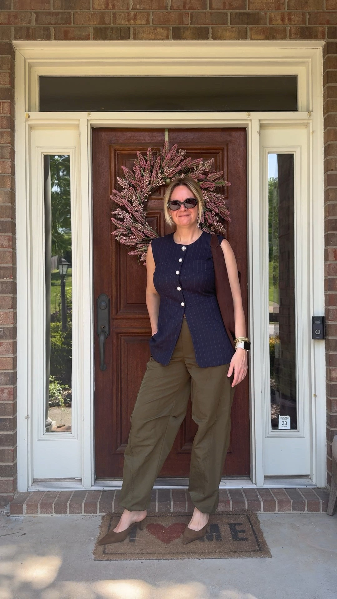 Everyone loves buying new pieces for a new look, but restyling what you already own is the real secret weapon for getting more out of your closet 👇

Case in point — the same olive pants, two completely different outfits:

Look 1: Structured + Polished

Navy pinstripe vest + brown suede kitten heels + a simple bracelet stack. The vest adds structure and unexpected color contrast against the olive, and the pointed heel dresses the whole thing up instantly. This one could easily go to dinner.

Look 2: Casual + Cool

Cropped trench + black tank + thong kitten heel sandals + chunky necklace. Relaxed, effortless, and perfect for a day of errands or client appointments. The trench keeps it polished without trying too hard.

Same pants. Completely different energy. That’s the power of a versatile piece — it’s not about having more clothes, it’s about seeing what you already own differently.

Both looks are from my own closet and most pieces are still shoppable — linked everything below! 👇🏼

#LTKWorkwear #LTKOver40 #LTKdayinmylife