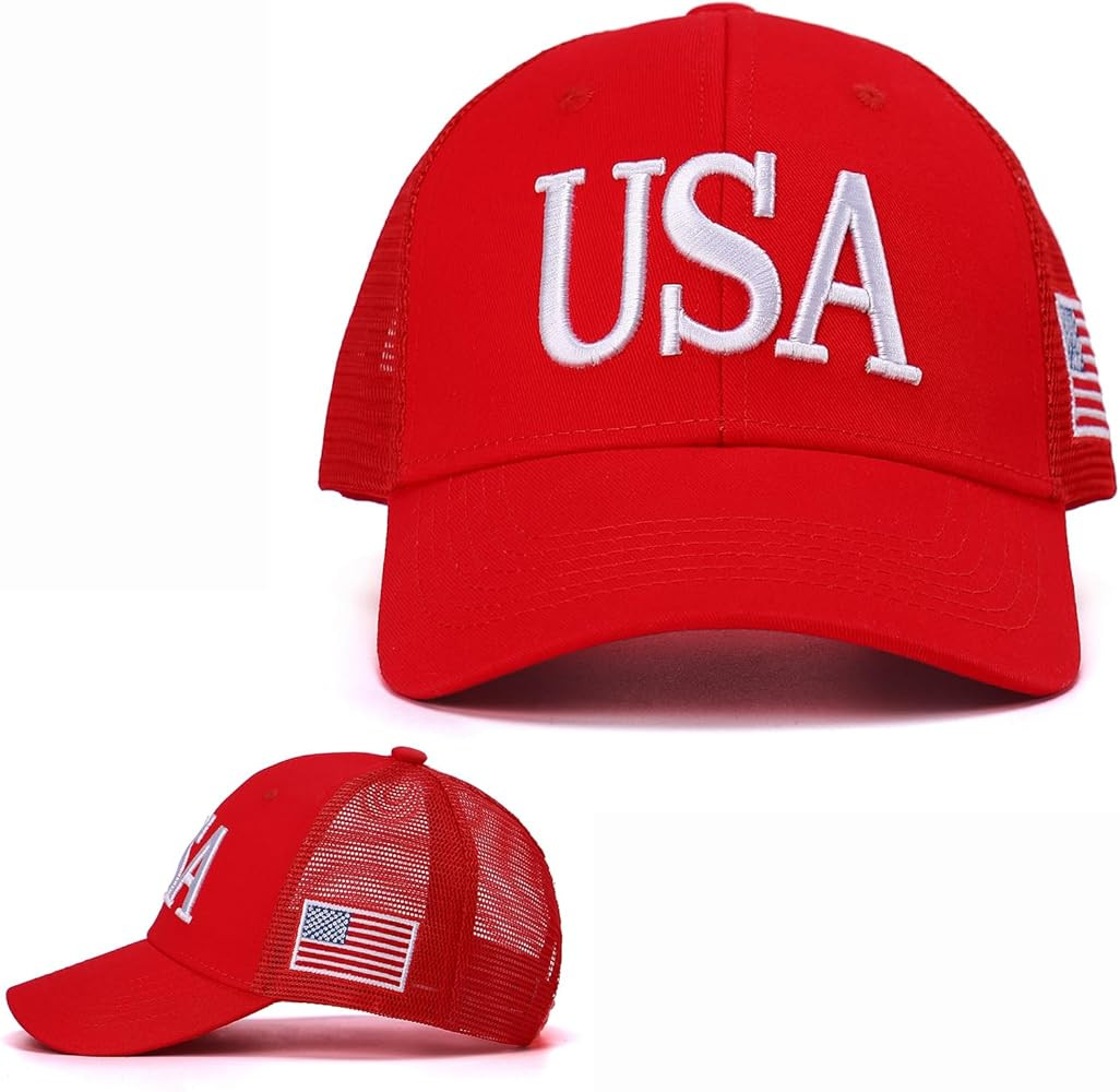 USA Trucker Hat for Men & Women American Flag Cap Adjustable Baseball Cap Mesh Snap Patriotic 3D ... | Amazon (US)
