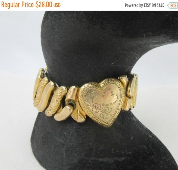 SaLe Hall of Providence old Filled Heart Etched Floral Expansion Bracelet-As it is | Etsy (US)