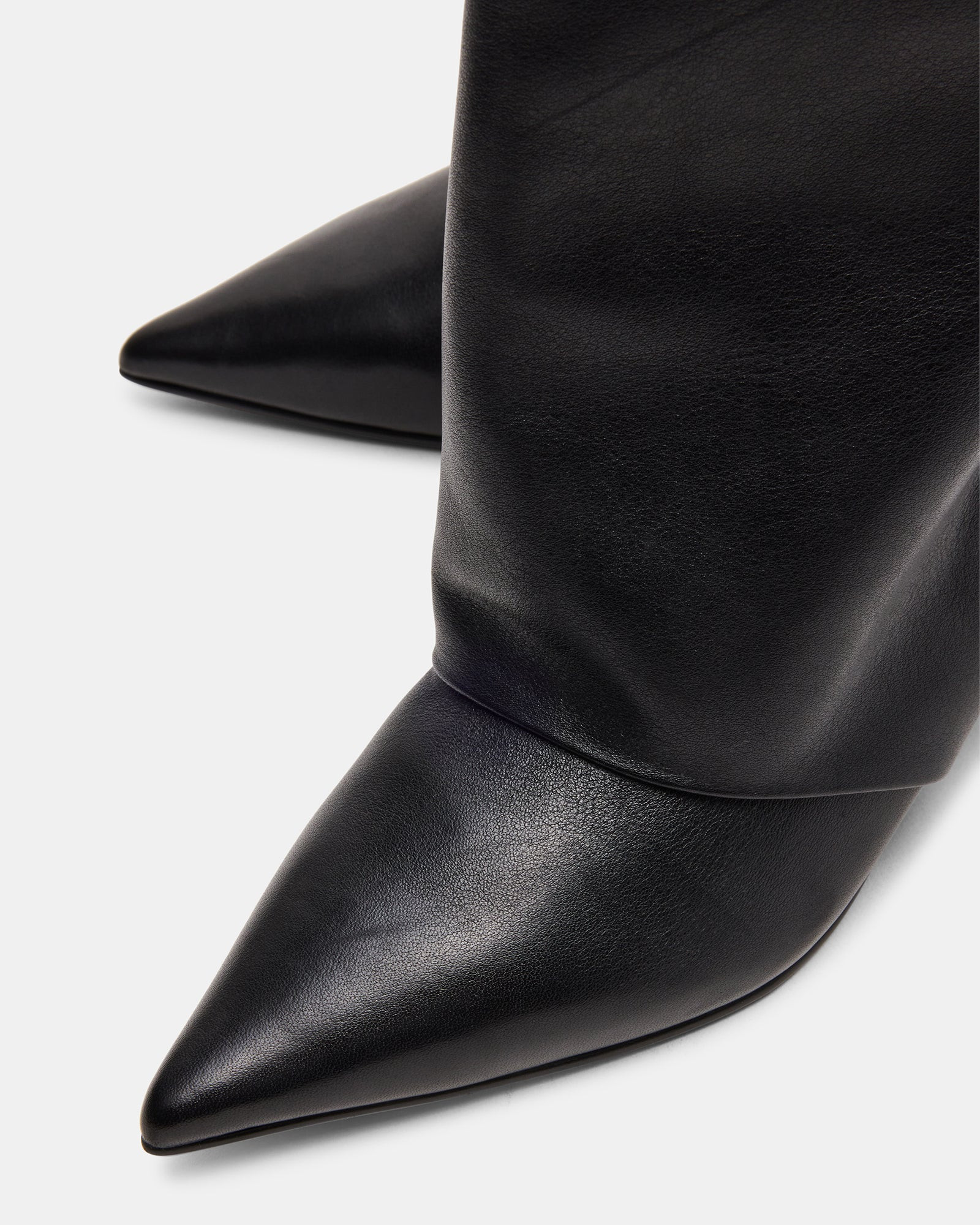 LUCA Black Leather Pointed-Toe Cuffed Kitten Heel Women's Boot | Steve Madden (US)