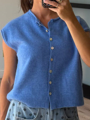 Elsie Button-Front Knit Vest | Blueberry | Shop Talulah