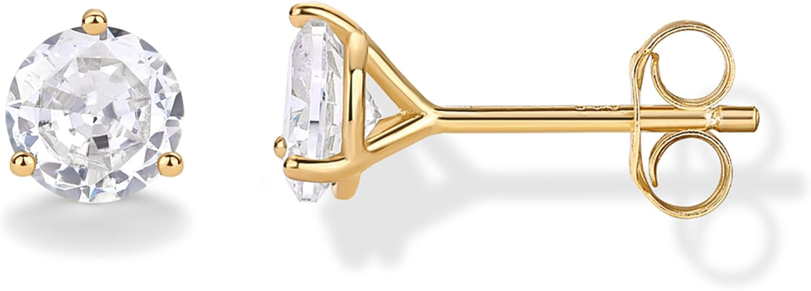 PAVOI 14K Gold Plated Sterling Silver Cubic Zirconia Stud Earrings for Women | Simulated Diamond ... | Amazon (US)