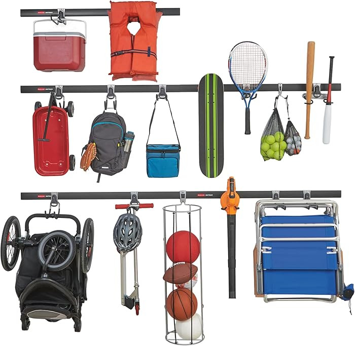 Rubbermaid 20-Piece FastTrack Garage Wall-Mounted Storage Kit 5 Rails and 15 Hooks for Home/House... | Amazon (US)