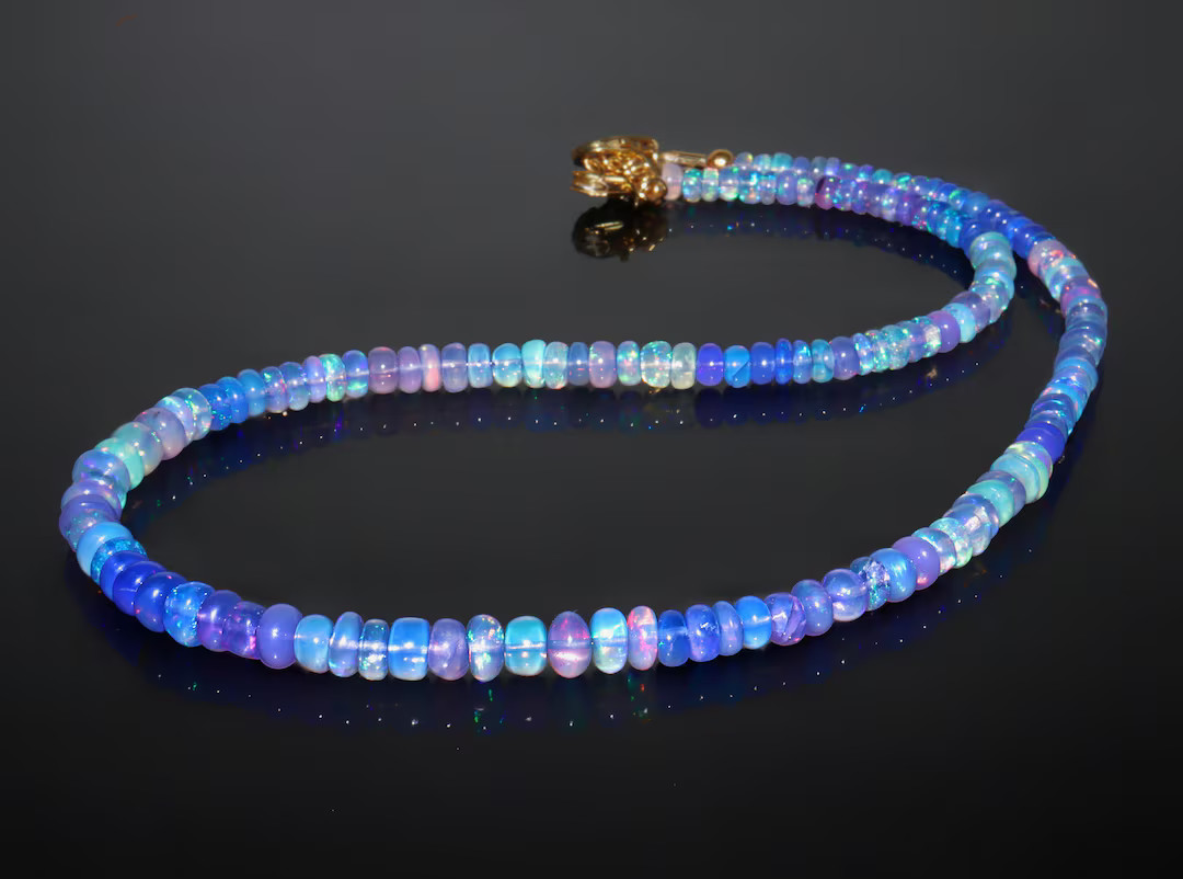 AAA Ethopian Lavender Opal Smooth Shaded Beads Necklace, Opal Beads Jewellery, Top Quality Ethiop... | Etsy (US)