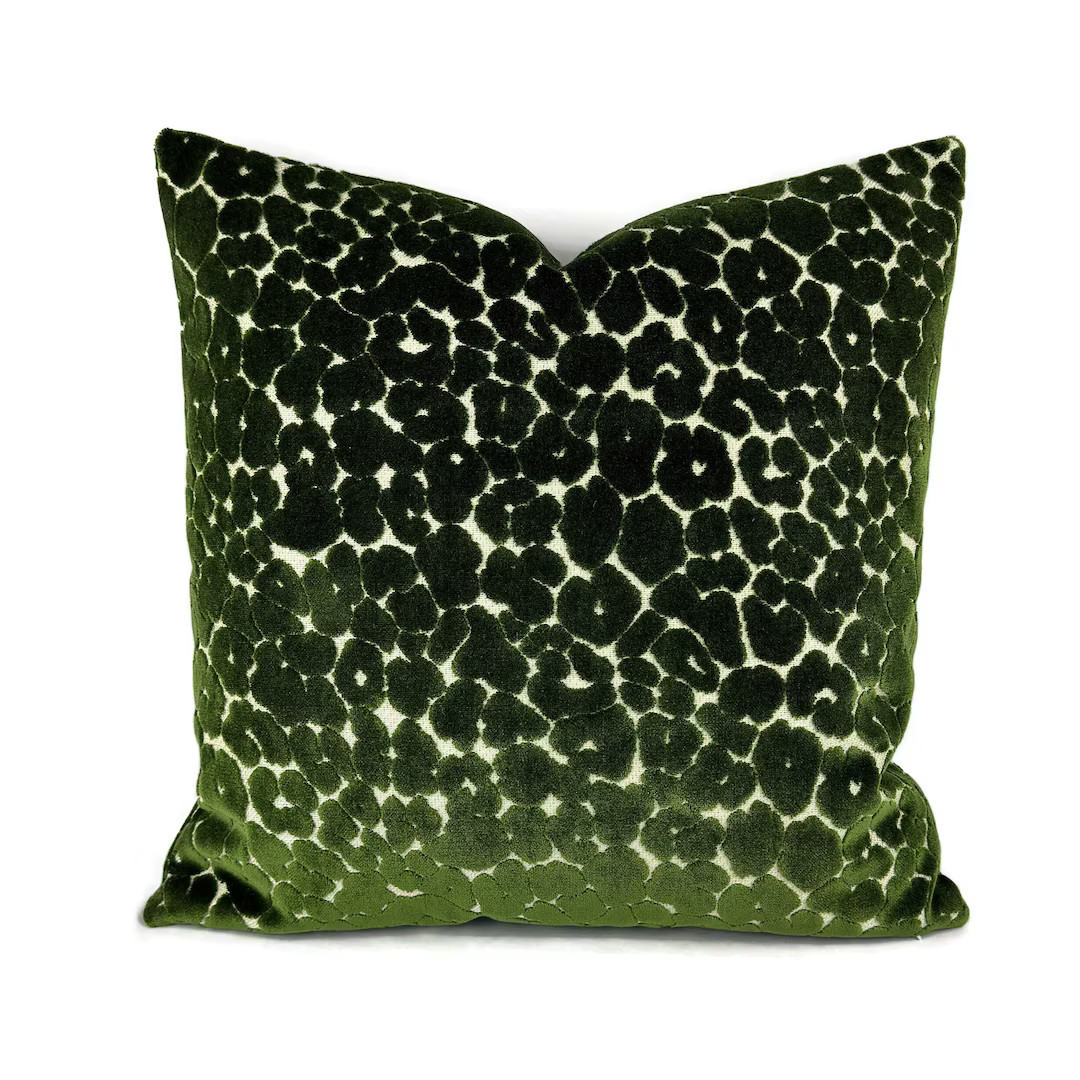 Green Leopard Velvet Pillow Cover: Parsley Moss Panther Cushion - Etsy | Etsy (US)