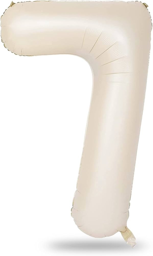 40'' Beige Number 7 Balloons, Giant Self Inflating Cream Foil Number Balloons Set 0-9, Large Whit... | Amazon (US)