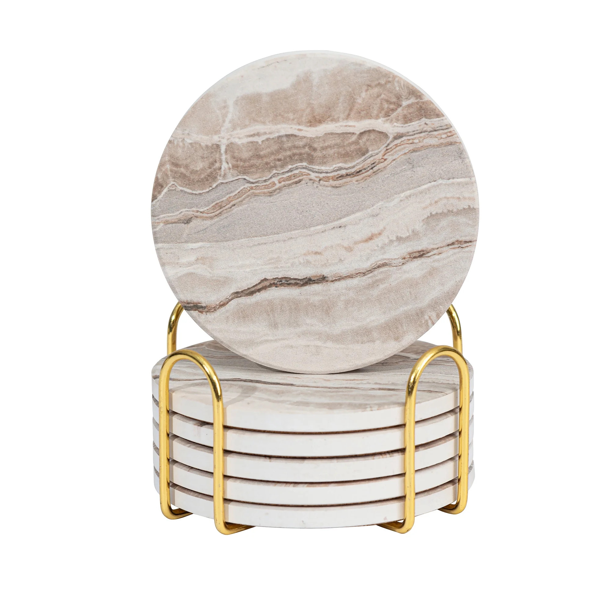 LIFVER Drink Coasters with Holder,Sets of 6,Marble Style Ceramic Coasters with Cork Backing Suita... | Walmart (US)