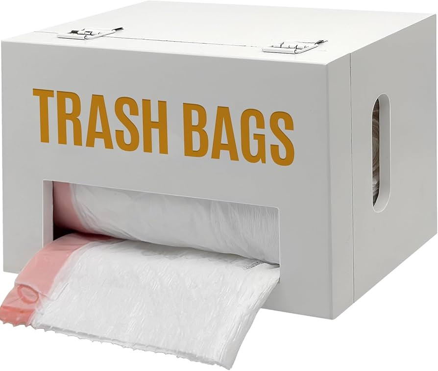 Extra Large White Bamboo Trash Bag Holder Dispenser, Fits Costco & Sam's Club Jumbo Rolls, Under-... | Amazon (US)