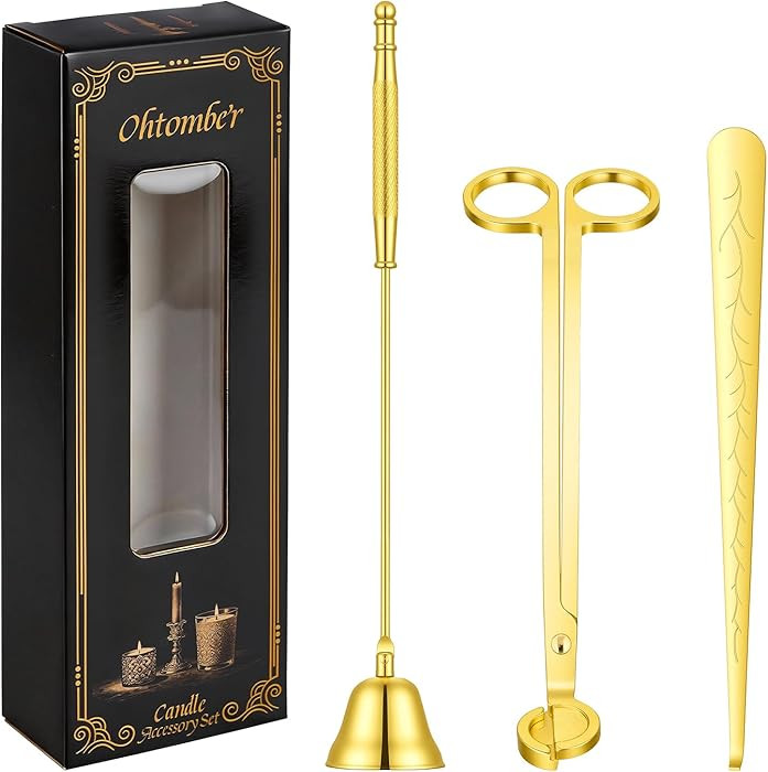 Ohtomber 3 in 1 Stainless Steel Candle Accessory Set, Wick Trimmer Cutter, Snuffer Extinguisher &... | Amazon (US)