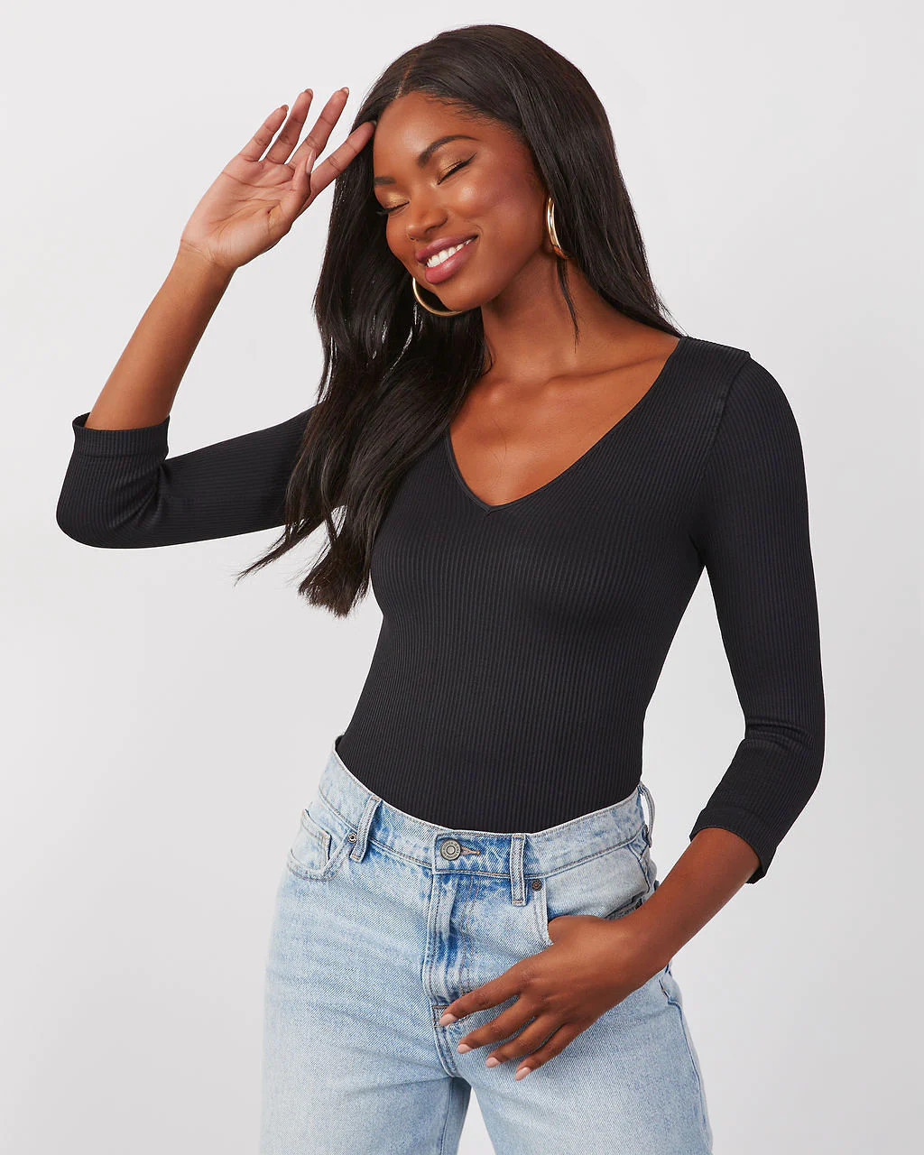 Revival V-Neck Ribbed Bodysuit | VICI