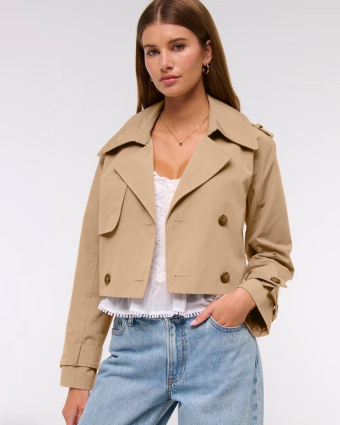 Abercrombie and Fitch spring cropped trench coat 🧥 

#LTKootd #LTKSeasonal #LTKSpringSale