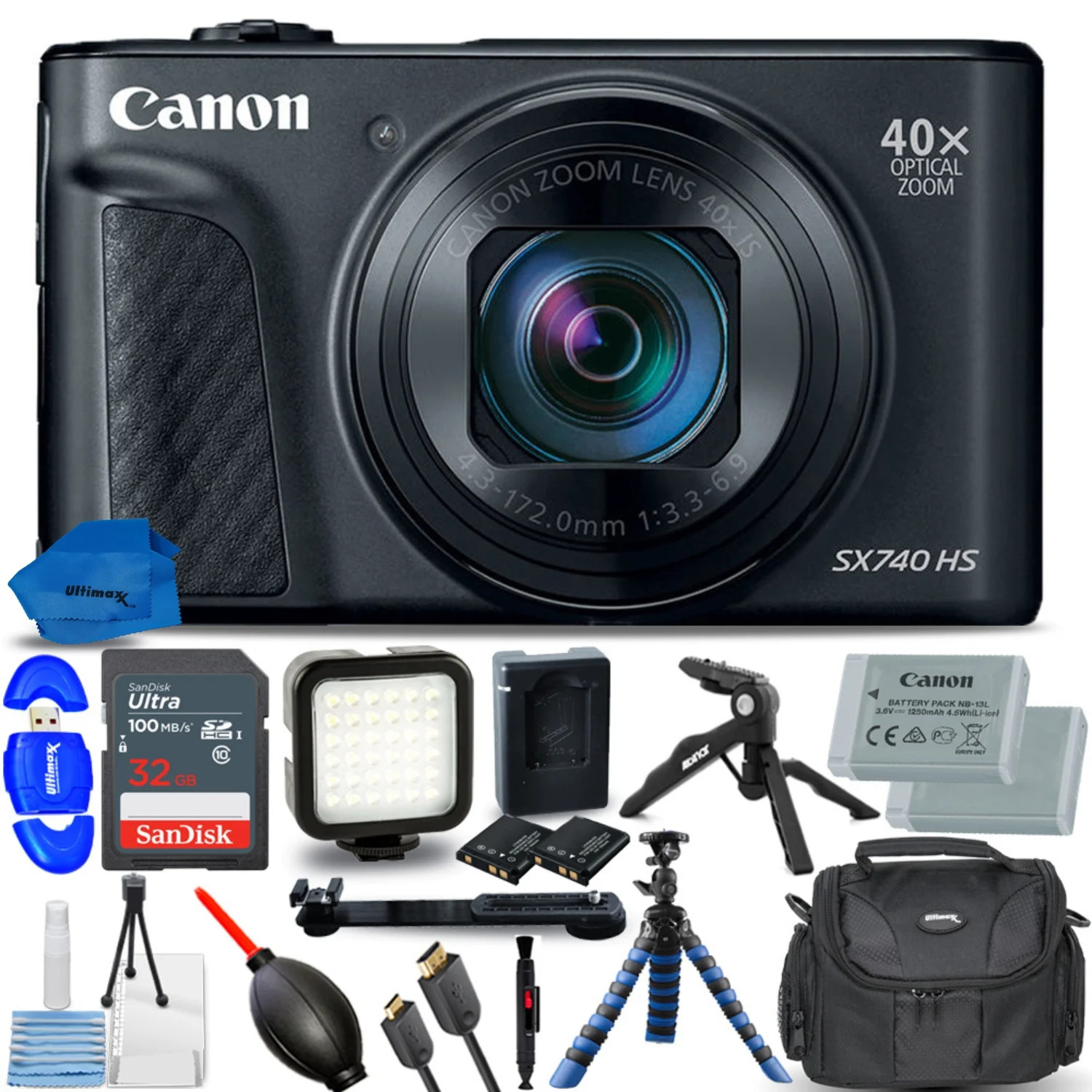 Canon PowerShot SX740 HS Digital Camera (Black) + Bundle Includes: SanDisk 32GB Ultra 120MB/s, Re... | Walmart (US)
