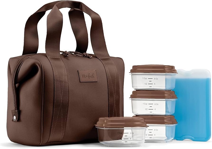 Fit & Fresh Remi Neoprene Lunch Bag For Women - Meal Prep Kit with Containers & XL Ice Pack, Self... | Amazon (US)