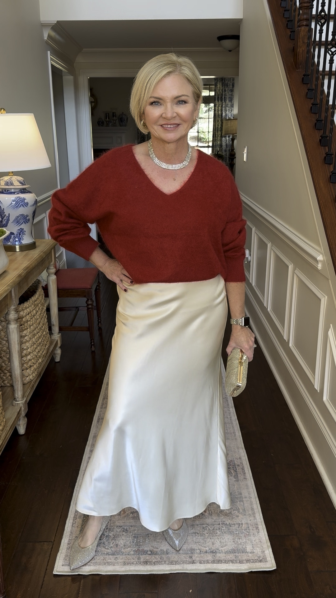 Wearing medium sweater & 6 skirt.

Holiday party
Party outfit
Christmas outfit
New year's outfit
New Year's party 
Cashmere
Silk skirt
Elegant 

#christmasoutfit
#holidaypartyoutfit
#christmasparty
#newyearsparty
#cashmere
#silkskirt
#elegantoutfit

#LTKHoliday #LTKStyleTip #LTKOver40