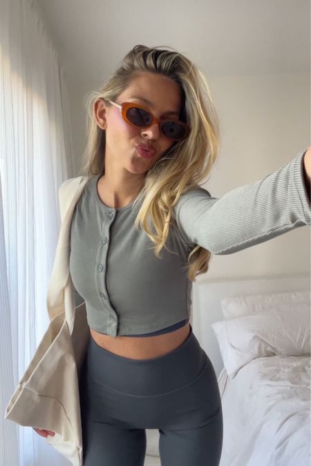 cozy on the go look

button up long sleeve cardigan, yoga pants, athleisure, fitness look, tote bag, sunglasses, new balance sneakers 

#LTKfit #LTKstyletip #LTKunder100